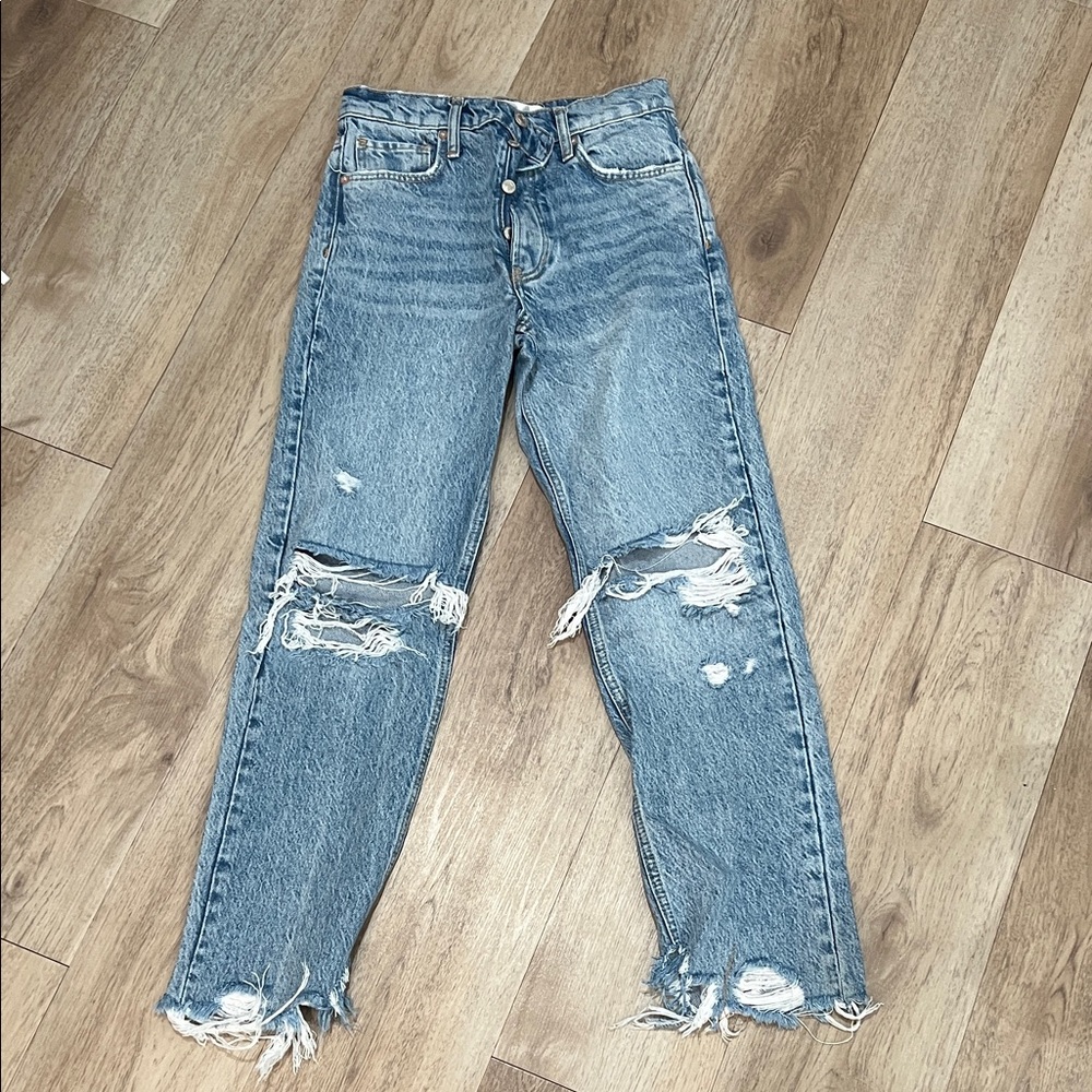 Free People Boyfriend Jeans in Distressed Blue